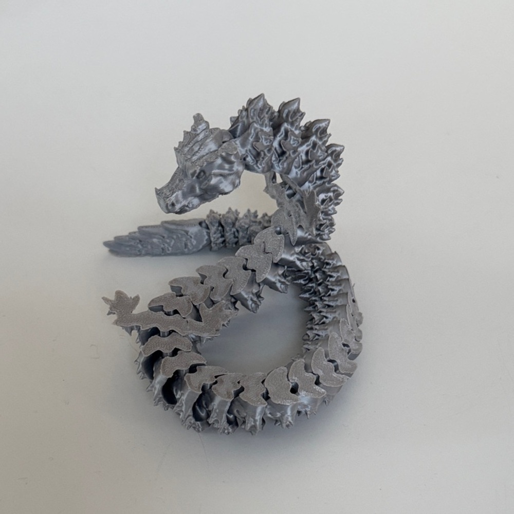 3D Printed Silver Dragon flexi pet